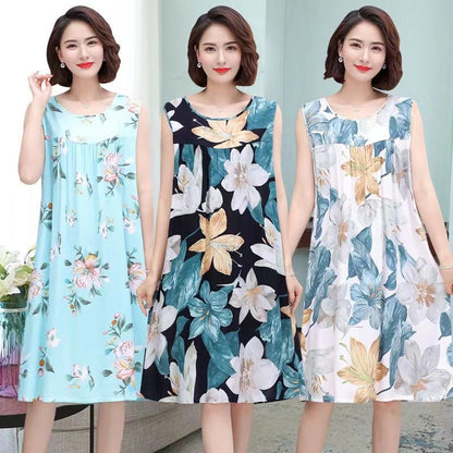 Nightgown for Women Summer Plus Size Sleeveless Cotton Silk