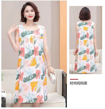 Nightgown for Women Summer Plus Size Sleeveless Cotton Silk