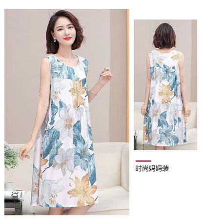 Nightgown for Women Summer Plus Size Sleeveless Cotton Silk