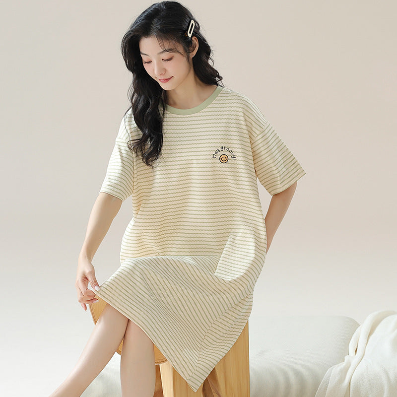 Nightgown Women's Summer Thin Fabric Cartoon Cute Girl Kids Student dress Pregnant Women's Summer Loose Pajamas