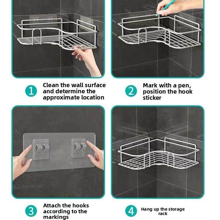 No Drill Bathroom Corner Storage Rack
