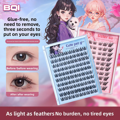 No-glue false eyelashes with a natural baby-like curve