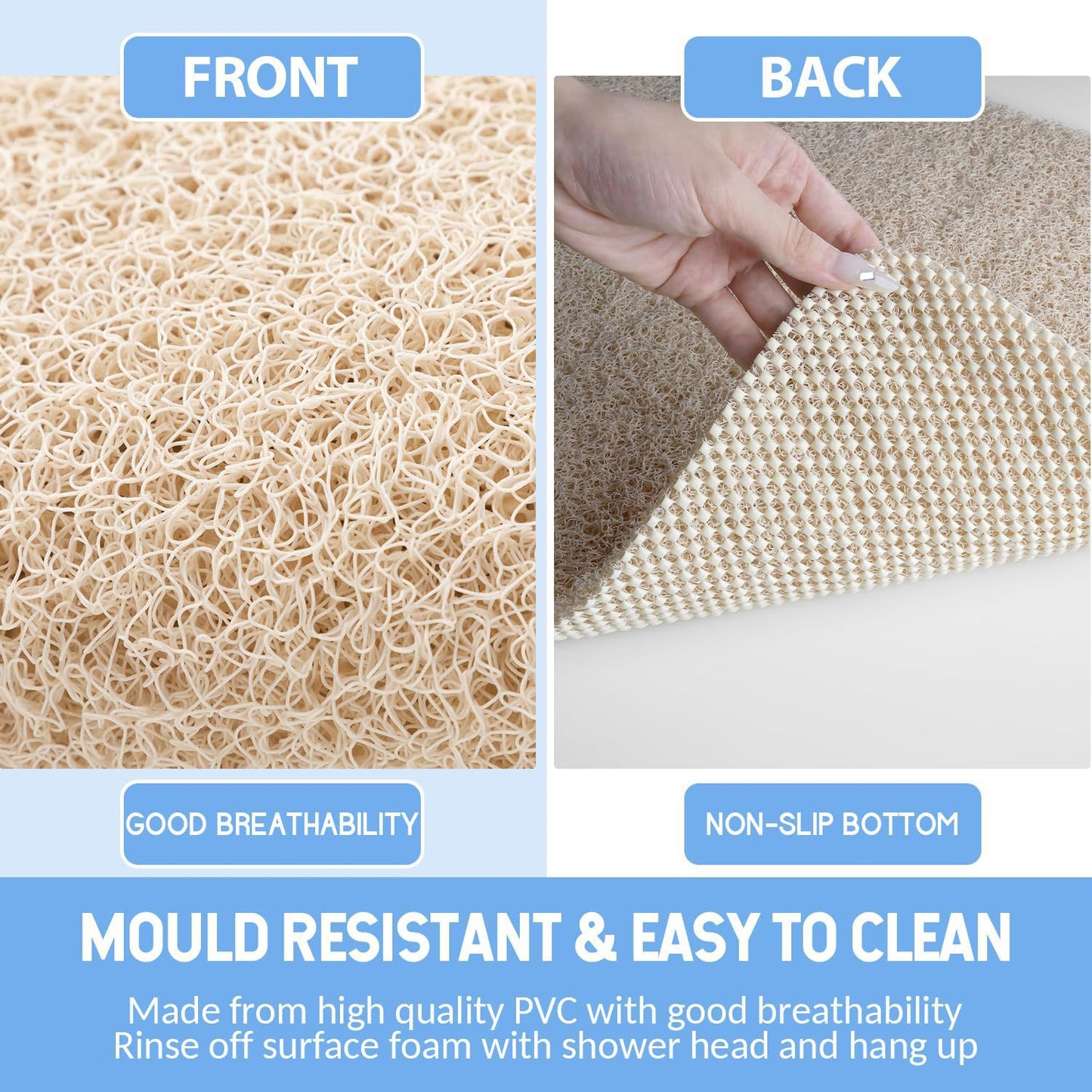 Non-slip PVC Luffa Shower Mat
