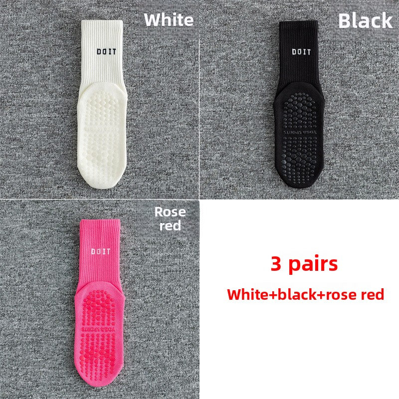 Non-Slip Yoga Socks Pure Cotton Mid-Calf Fitness Grip Socks