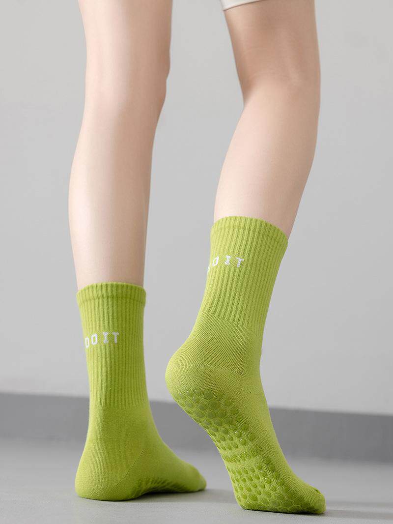 Non-Slip Yoga Socks Pure Cotton Mid-Calf Fitness Grip Socks