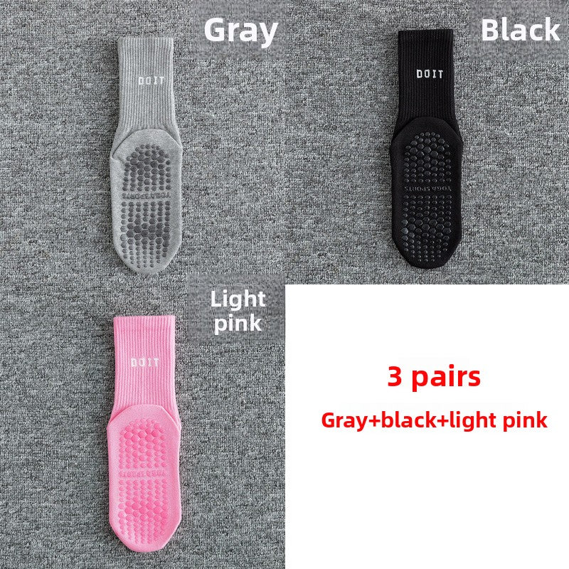 Non-Slip Yoga Socks Pure Cotton Mid-Calf Fitness Grip Socks