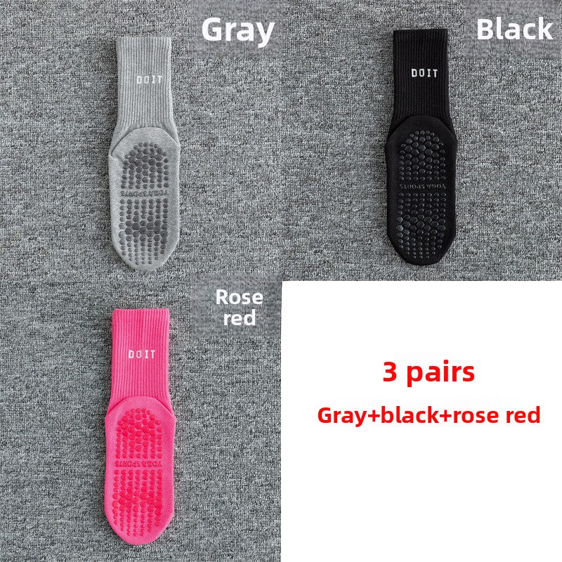 Non-Slip Yoga Socks Pure Cotton Mid-Calf Fitness Grip Socks