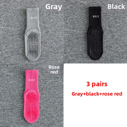 Non-Slip Yoga Socks Pure Cotton Mid-Calf Fitness Grip Socks