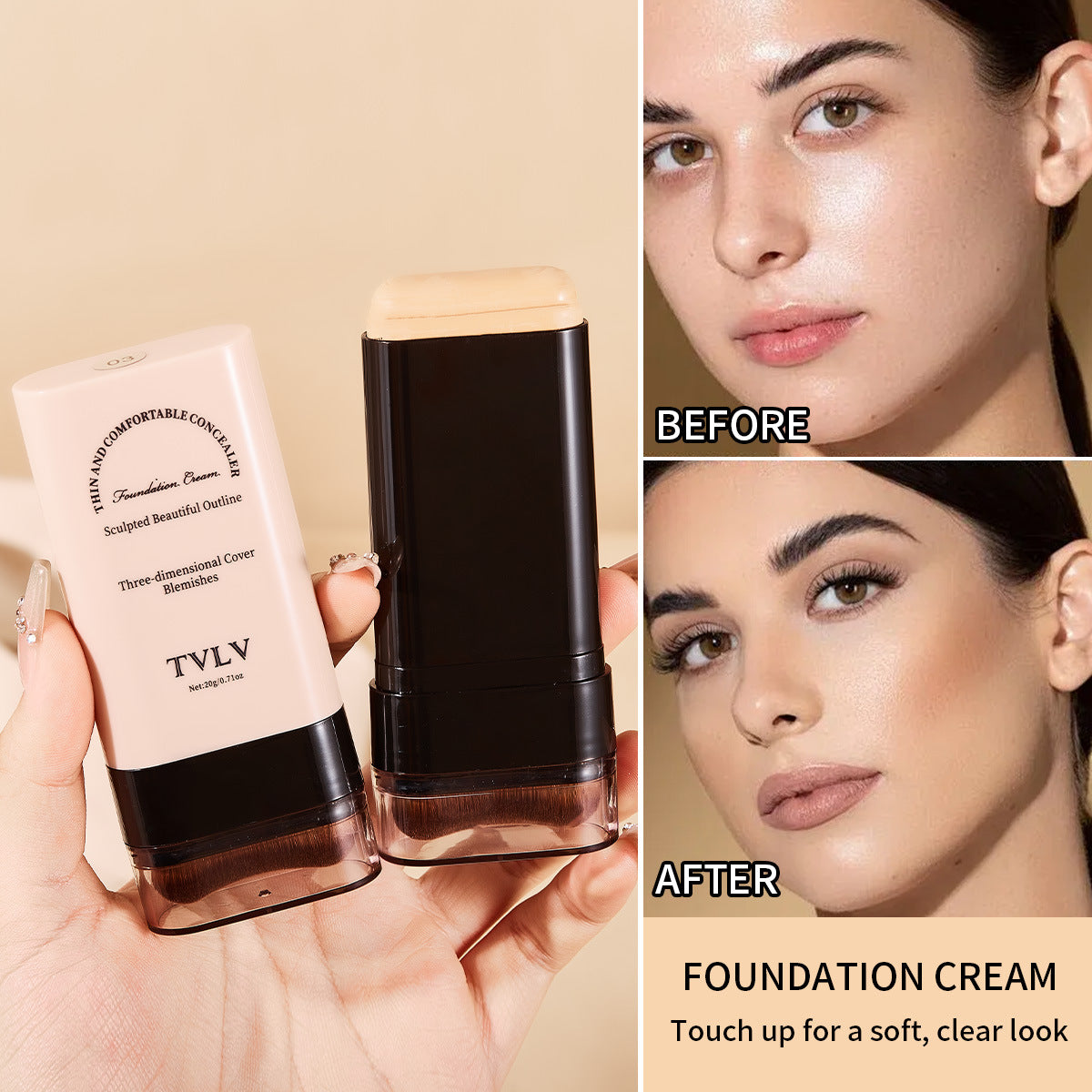 Non-smudging double-headed foundation cream