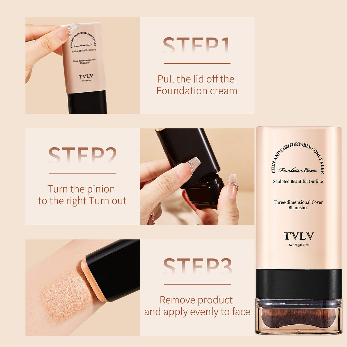 Non-smudging double-headed foundation cream