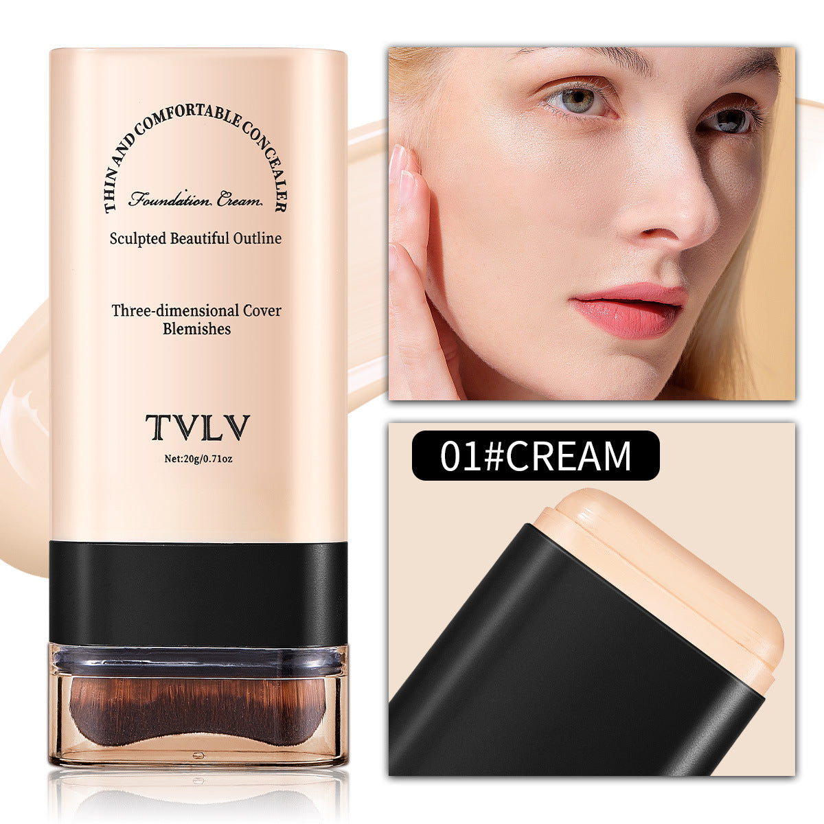 Non-smudging double-headed foundation cream