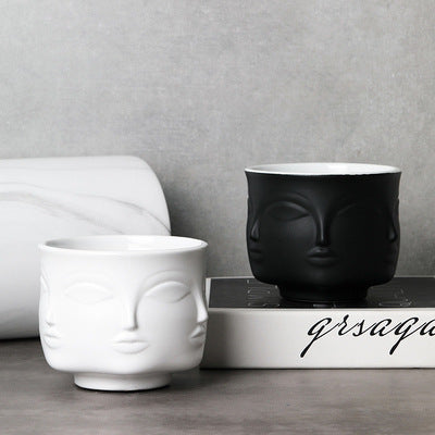 Nordic Ceramic Face Statue Vase for Home Decor