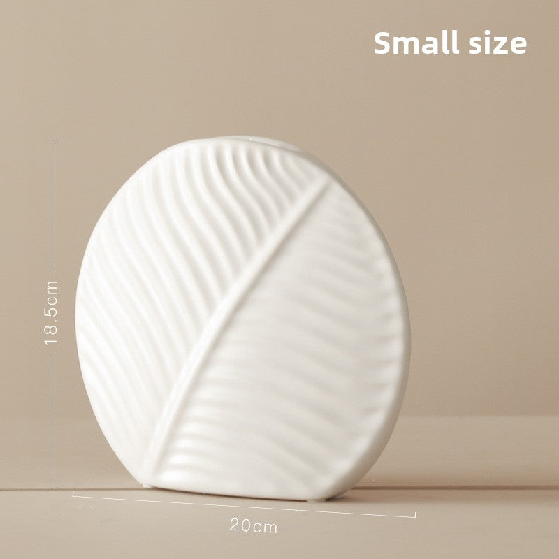 Nordic Ceramic Leaf Flat Vase