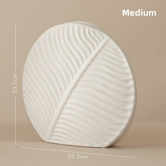 Nordic Ceramic Leaf Flat Vase