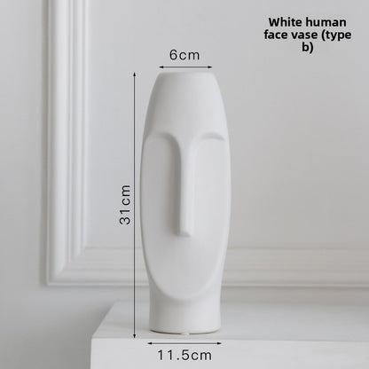 Nordic Ceramic Vase with Face Art
