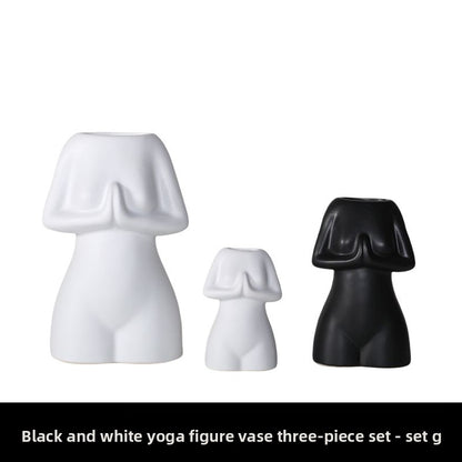 Nordic Ceramic Vase with Face Art