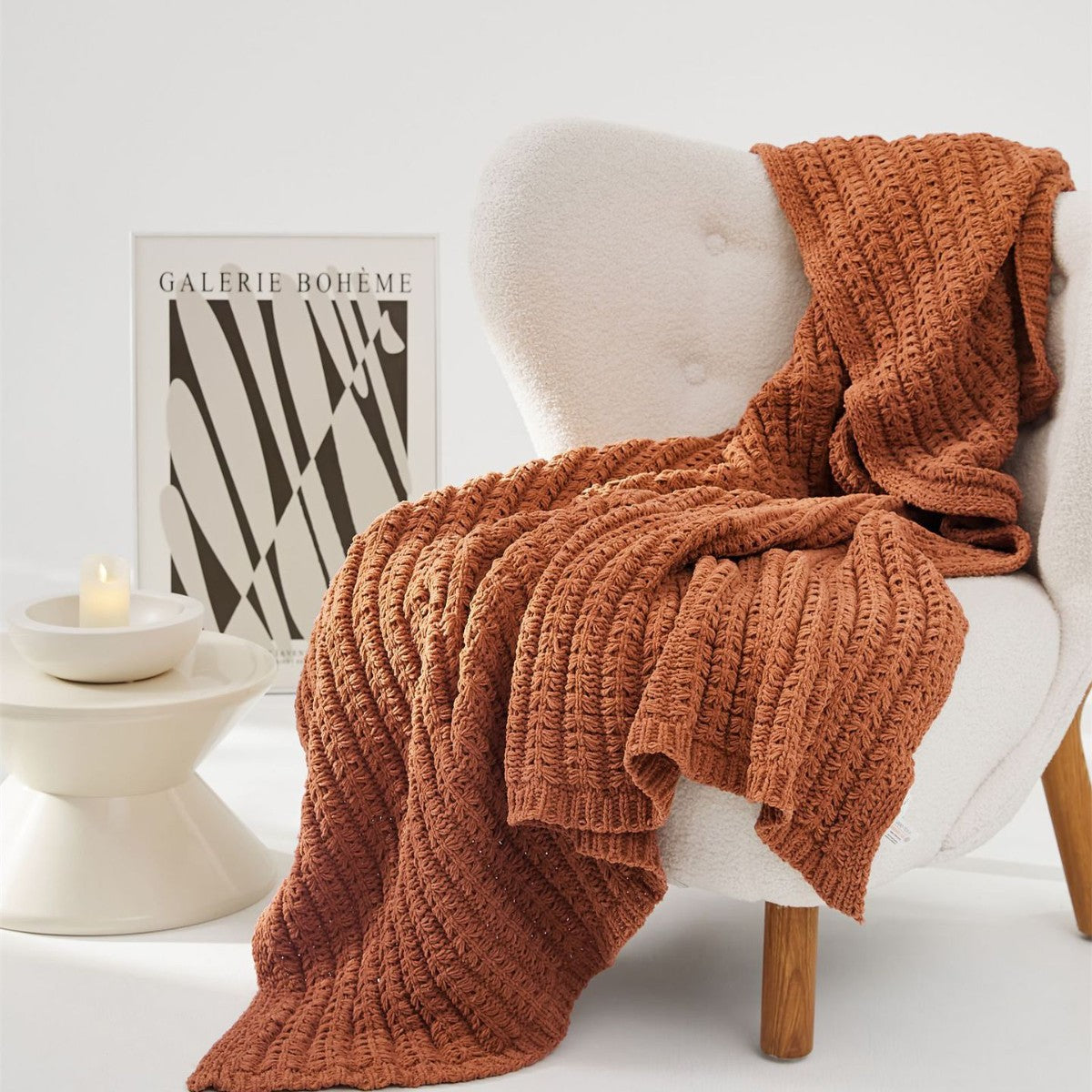Nordic Chenille Knitted Blanket