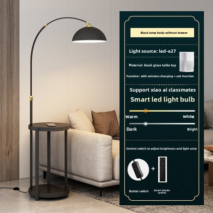 Nordic Floor Lamp with Wireless Charging and Storage
