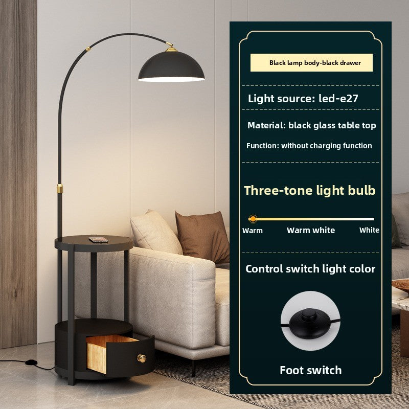 Nordic Floor Lamp with Wireless Charging and Storage