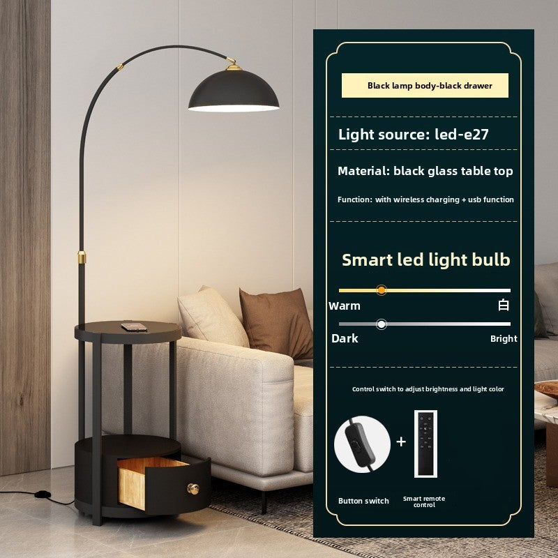Nordic Floor Lamp with Wireless Charging and Storage
