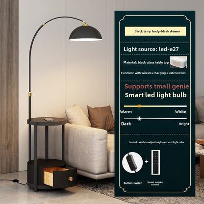 Nordic Floor Lamp with Wireless Charging and Storage