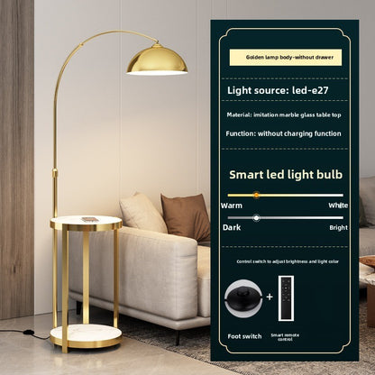 Nordic Floor Lamp with Wireless Charging and Storage