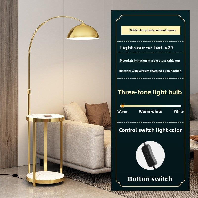 Nordic Floor Lamp with Wireless Charging and Storage