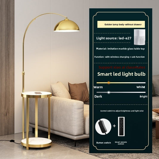 Nordic Floor Lamp with Wireless Charging and Storage