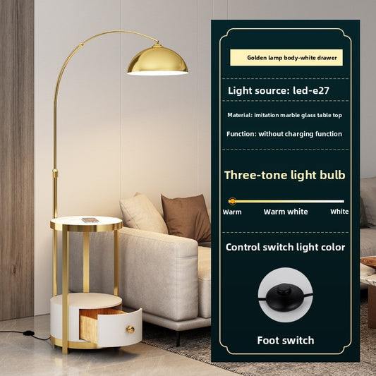 Nordic Floor Lamp with Wireless Charging and Storage