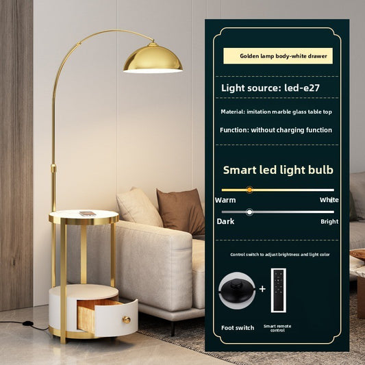 Nordic Floor Lamp with Wireless Charging and Storage