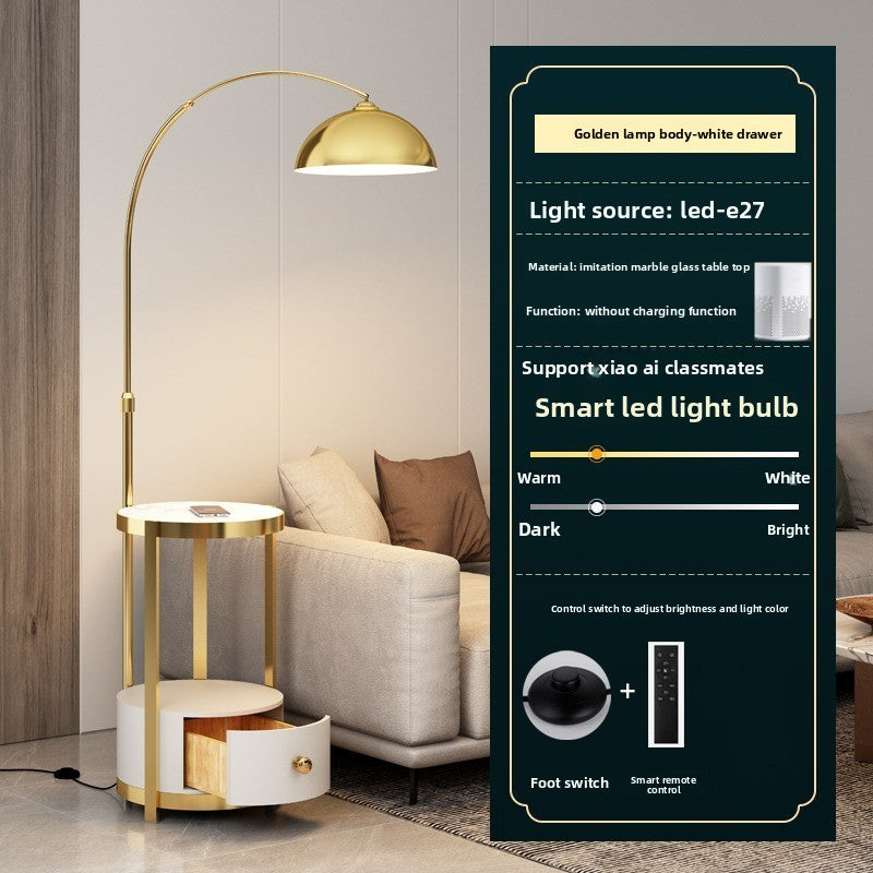 Nordic Floor Lamp with Wireless Charging and Storage
