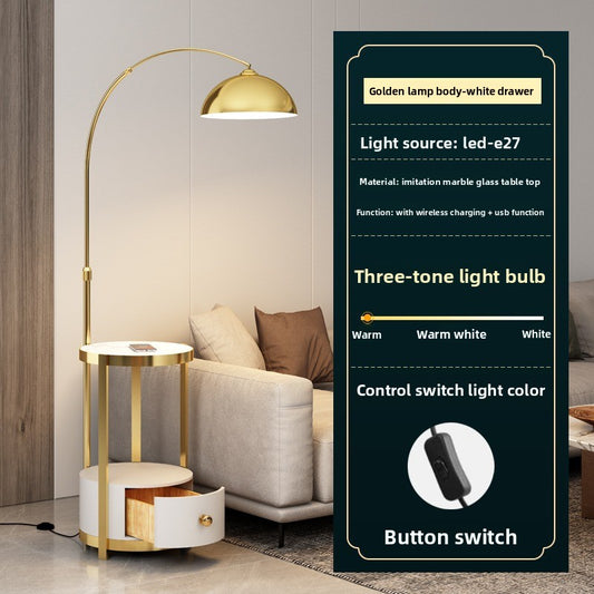 Nordic Floor Lamp with Wireless Charging and Storage