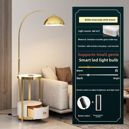 Nordic Floor Lamp with Wireless Charging and Storage