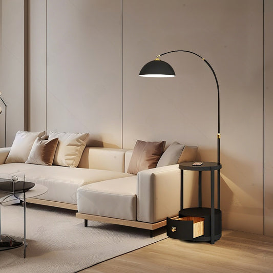 Nordic Floor Lamp with Wireless Charging and Storage