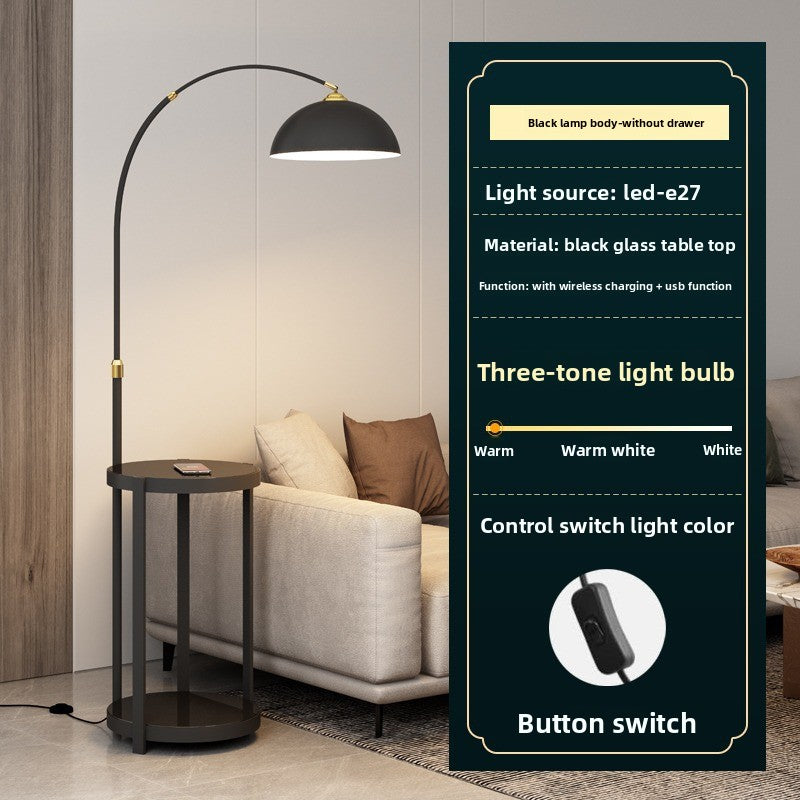 Nordic Floor Lamp with Wireless Charging and Storage