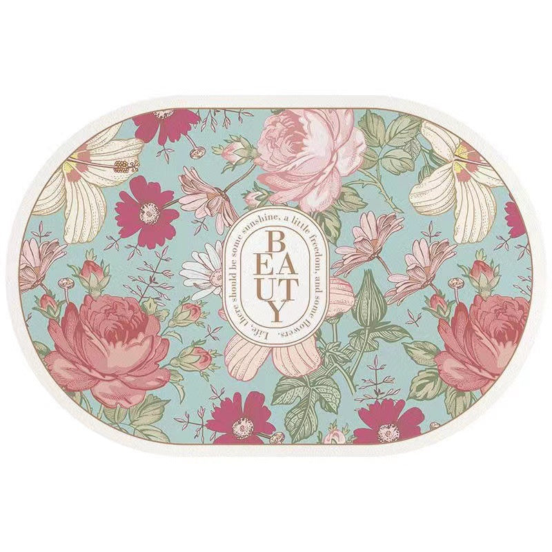 Nordic Floral Bathroom Anti-Slip Absorbent Floor Mat