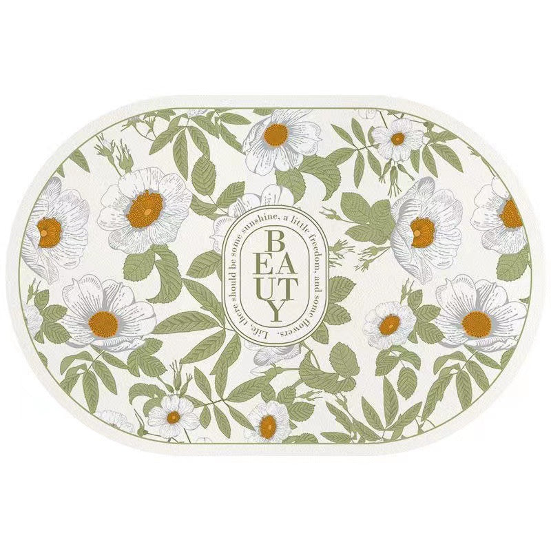 Nordic Floral Bathroom Anti-Slip Absorbent Floor Mat