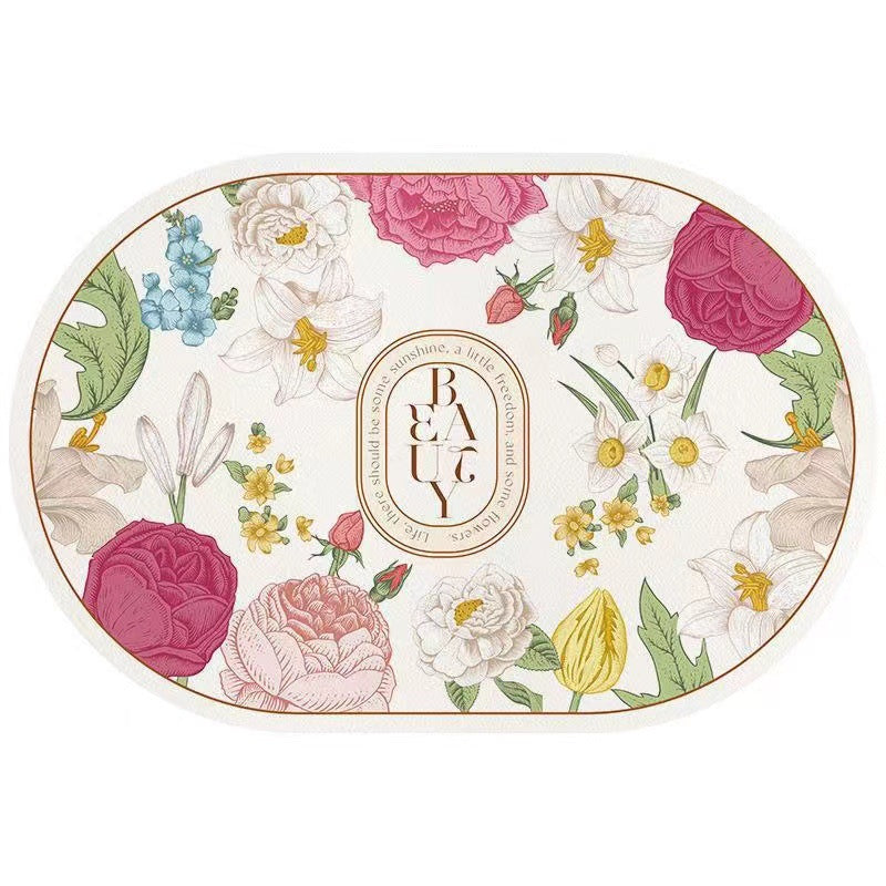 Nordic Floral Bathroom Anti-Slip Absorbent Floor Mat