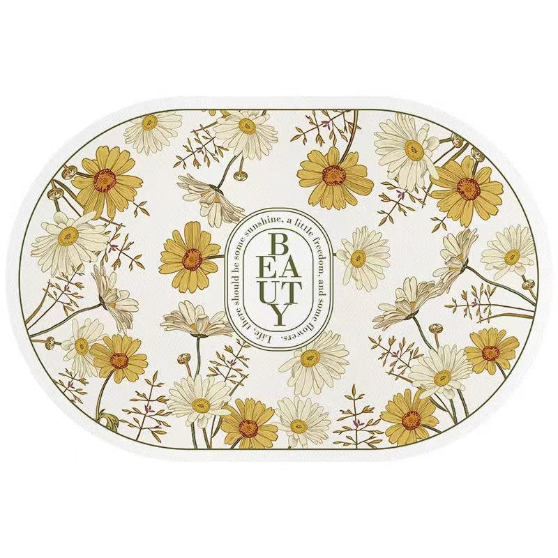 Nordic Floral Bathroom Anti-Slip Absorbent Floor Mat