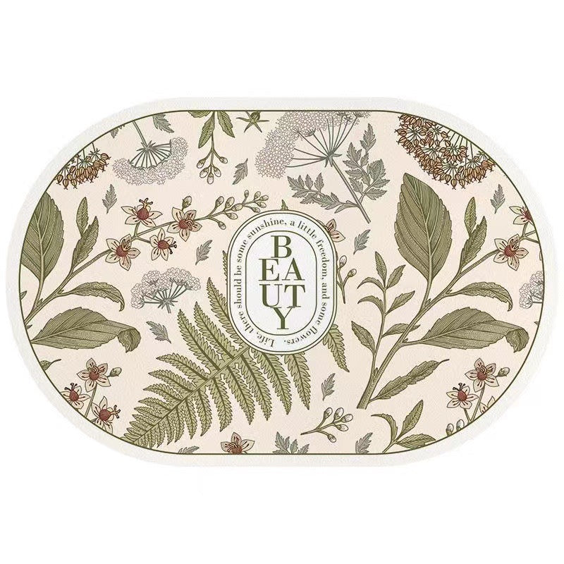 Nordic Floral Bathroom Anti-Slip Absorbent Floor Mat