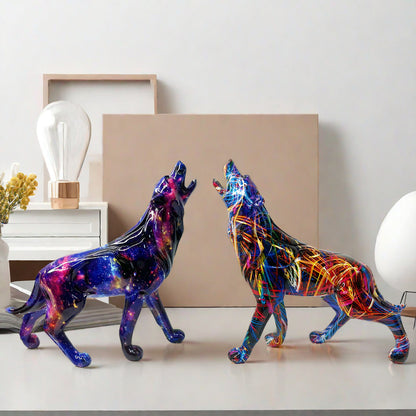 Nordic Geometric Wolf Resin Ornament