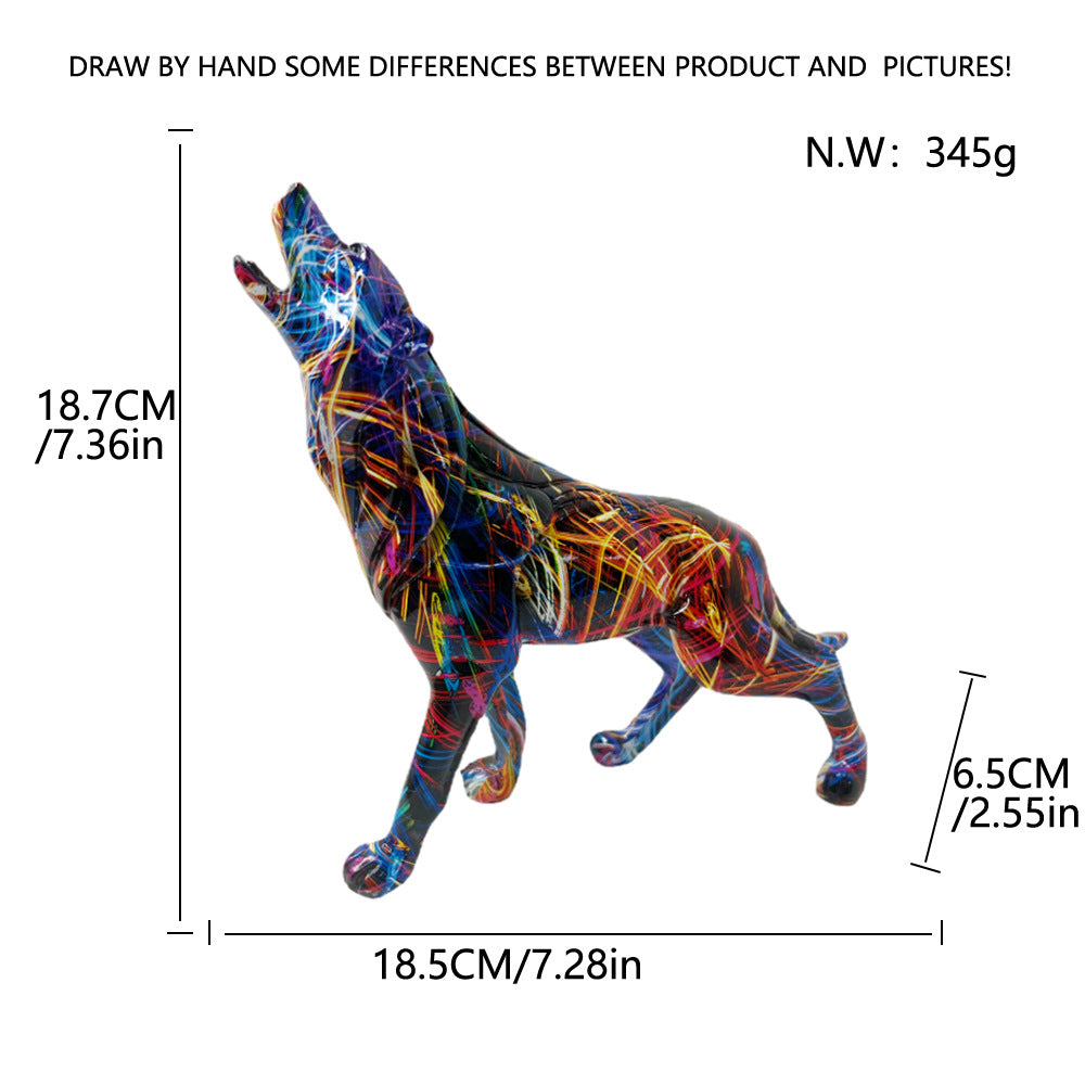 Nordic Geometric Wolf Resin Ornament