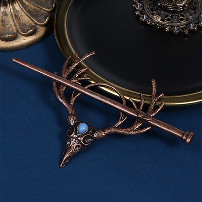Nordic Gothic Crow Skull Antler Hairpin Retro Viking Hair Accessory
