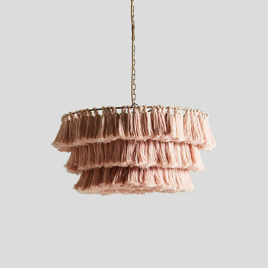 Nordic Handwoven Tassel Chandelier with Adjustable Height