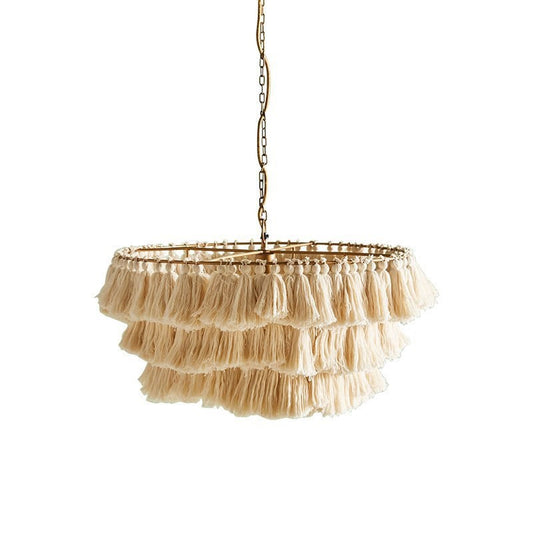 Nordic Handwoven Tassel Chandelier with Adjustable Height