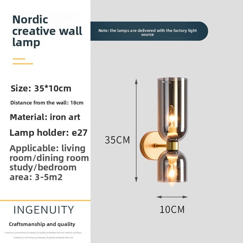 Nordic post-modern wall lamp retro wall lamp up and down lighting bedside lamp bed and breakfast hotel personalized wall lamp