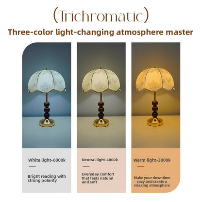 Nordic Retro Fabric Table Lamp with Wood Base
