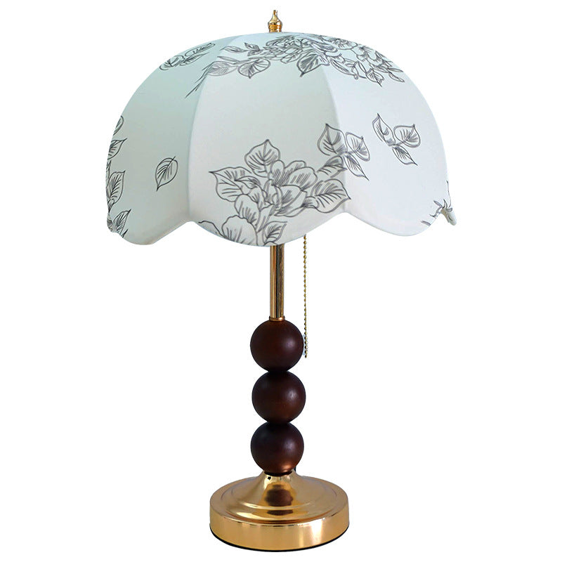 Nordic Retro Fabric Table Lamp with Wood Base