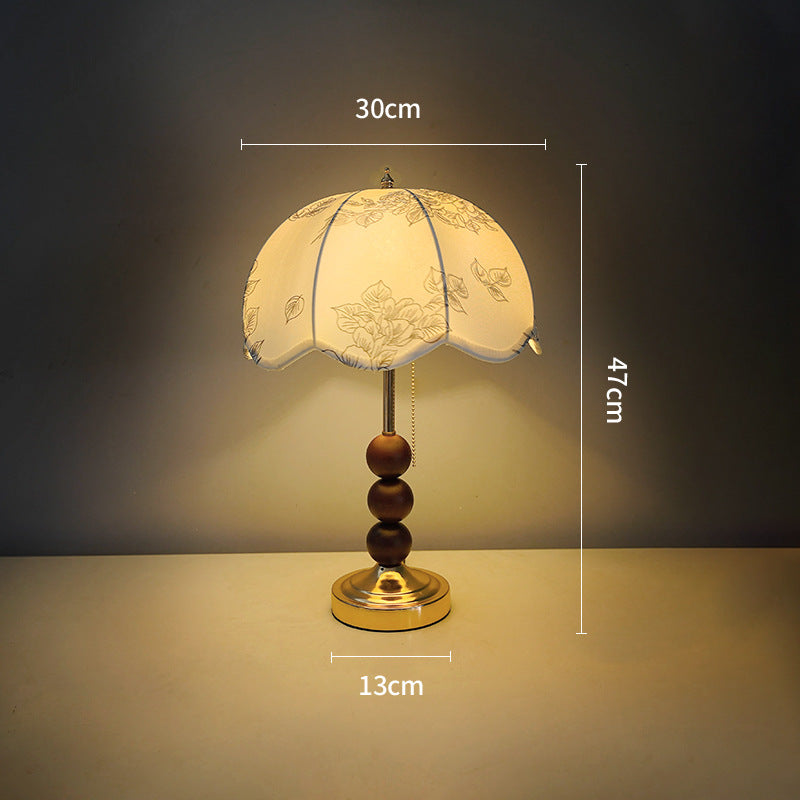 Nordic Retro Fabric Table Lamp with Wood Base