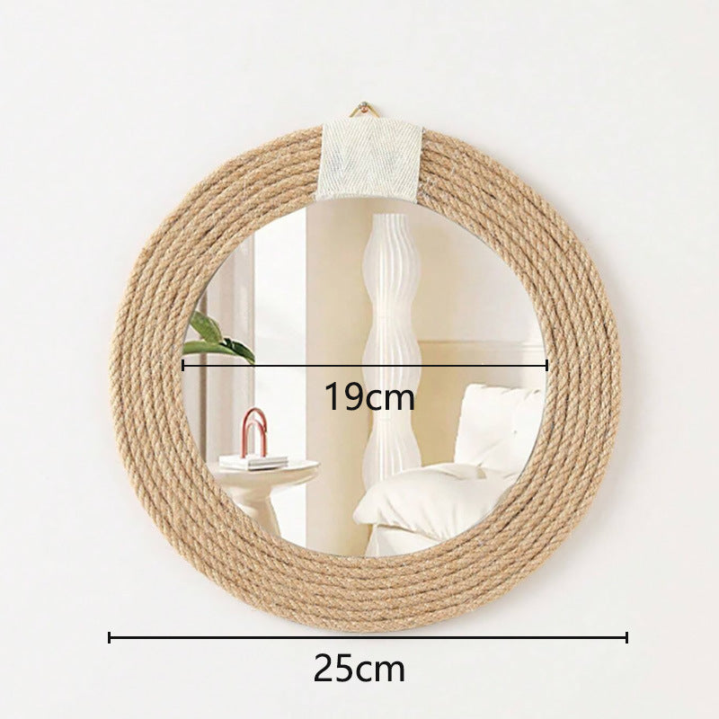 Nordic Retro Raffia Grass Wall Mirror